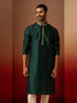 Vastramay Men Bottle Green Silk Anmol Jacquard Kurta